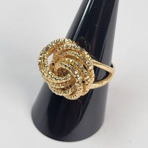 OT Gold Vermeil 925 Sterling Silver Textured Love Knot Rose Ring‎ Turkey Size 9